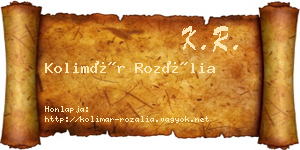 Kolimár Rozália névjegykártya